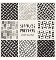 set of eight seamless black and white hand drawn vector image