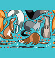 cute cartoon ferrets seamless pattern vector image