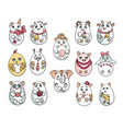 set with 14 animals in a shape of eggs these cute vector image