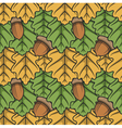seamless pattern with leaves and acorns vector image