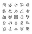 merry christmas flat line icons fir branch vector image