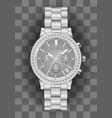 chronograph watch for men silver diamond vector image