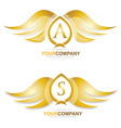gold golden wings logo icon set vector image