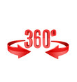 red glossy 3d arrow 360 sing icon vector image