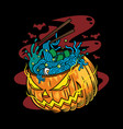 halloween cartoon pumpkin ramen noodle vintage vector image