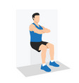 man doing wall sit exercise flat vector image vector image