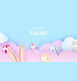 happy easter greeting card sky in pastel colors vector image