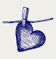 heart in clothesline vector image vector image