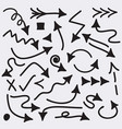 hand drawn black direction arrow icons set vector image
