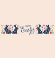 happy easter decorated easter card banner vector image vector image