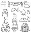 collection of wedding element in doodle style vector image