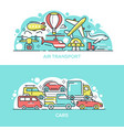 air transport and cars banner templates set vector image