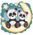 two pandas on the moon vector image