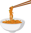 asian traditional food with noodles and chopsticks vector image