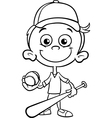 boy baseball player coloring page vector image
