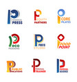 business icons and symbols of letter p vector image