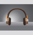 headphone color orange on dark background vector image