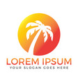abstract sun and palm tree logo design vector image