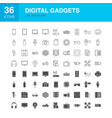 digital gadgets line web glyph icons vector image