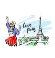 eiffel tower and women with glass france sketch vector image vector image