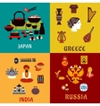 japan russia india and greece flat icons vector image