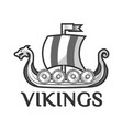viking warship boat with drakkar or drekar vector image