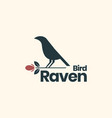 animal bird raven plant flowers rose vintage vector image