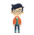 smiling schoolboy standing with avatar vector image vector image