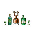 bottle of absinthe glass shot woman holding vector image