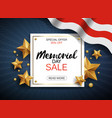 memorial day sale banner with flag and golden vector image vector image