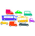many different cars in a traffic jam vector image