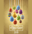 background with decorated easter eggs design vector image