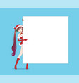 japanese asian woman looks out from behind poste vector image
