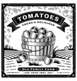 retro tomato harvest label with landscape vector image vector image