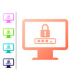 coral monitor with password notification and lock vector image