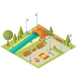 isometric landscape city park with playground vector image