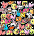 emoji smile faces on a black background vector image vector image