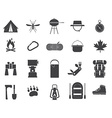 camping and hiking icons vector image