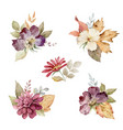 watercolor set of autumn bouquets of flowers vector image vector image