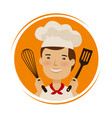 bakery cuisine logo cute chef in hat vector image vector image