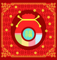 traditional red fortune bag with hieroglyph vector image