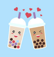 bubble tea or pearl milk with cartoon face vector image