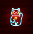 lucky japan cat neon sign vector image
