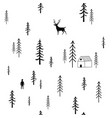 doodle stile seamless pattern with pine forest vector image