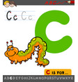 letter c worksheet with cartoon caterpillar vector image