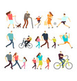 men and women walking outdoor cartoon vector image