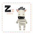 educational alphabet letter z for zebra for kids vector image