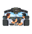 pilots in cockpit plane flat design vector image