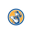 union worker holding sledgehammer circle retro vector image vector image