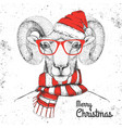 christmas hipster fashion animal ram or mouflon vector image